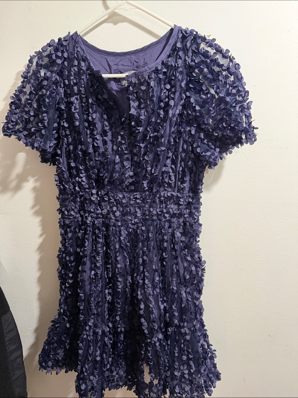 Anthropologie Purple Textured Petal Party Dress